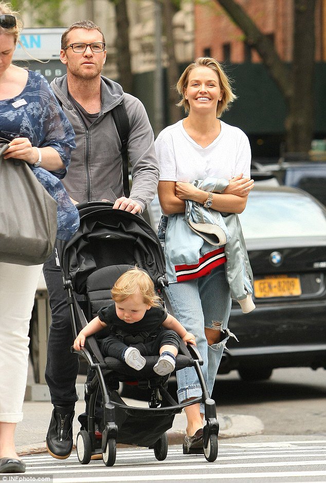 Lara bingle enjoys family day out with sam worthington and son rocket
