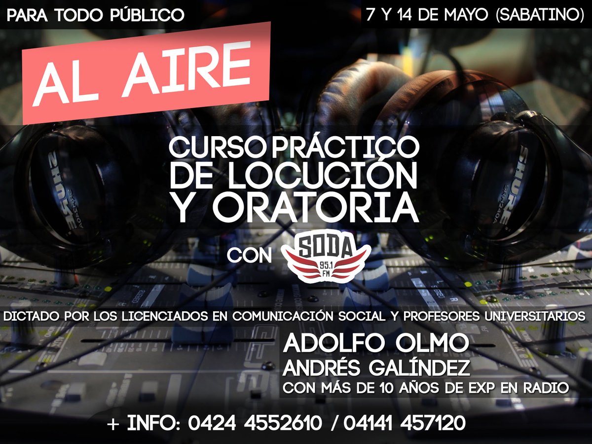 Curso de Locución y Oratoria para todo público sábados 7 y 14 de mayo