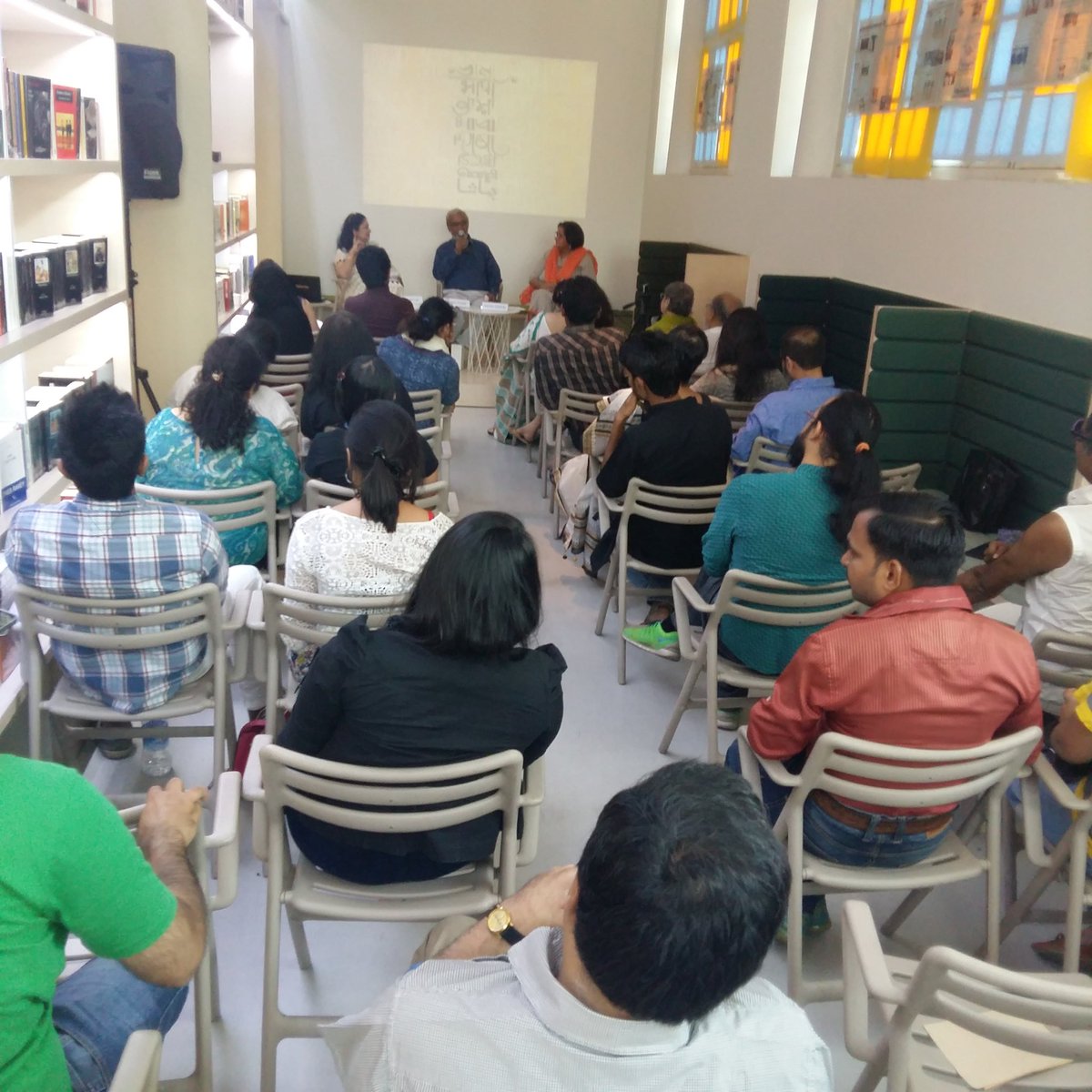 Saumyakul's tweet image. A full house for pur first panel. #LanguageFest @oxfordbookstore