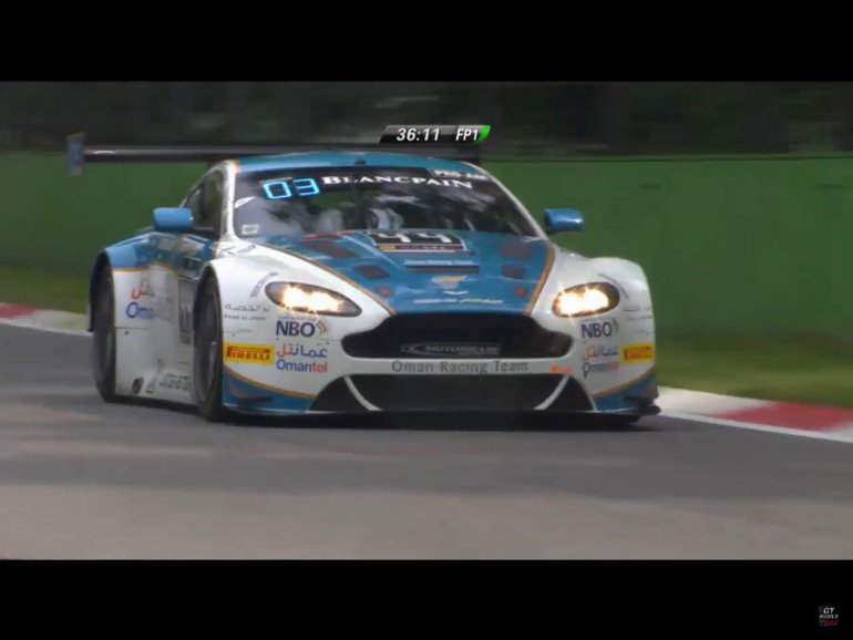 GTWorldChEu's tweet photo. Only one Aston at the start, but the @OmanRacingTeam  Vantage is in up there in 3rd #blancpainGT https://t.co/JlIPCV2p7f