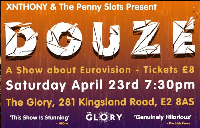 AJEPerformance's tweet image. Hyped for the glitter of #DOUZE @xnthony @ThePennySlots ...give us some sparkle tonight @TheGloryLondon