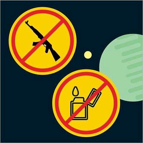 Senjata api, senjata tajam, senjata hati, semua senjata JANGAN dibawa, pematik juga, ntar kampung kita kebakaran loh