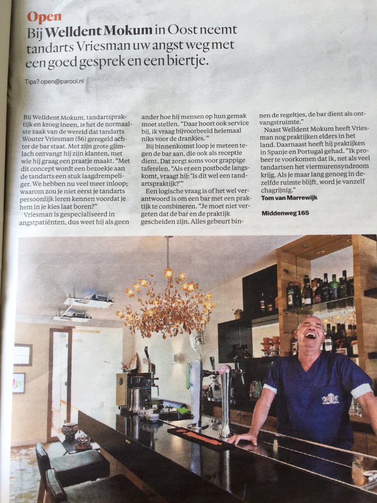 Een biertje bij de tandarts? Waarom niet! Ook bij Welldent Mokum zijn ze aan het blurren geslagen. #parool