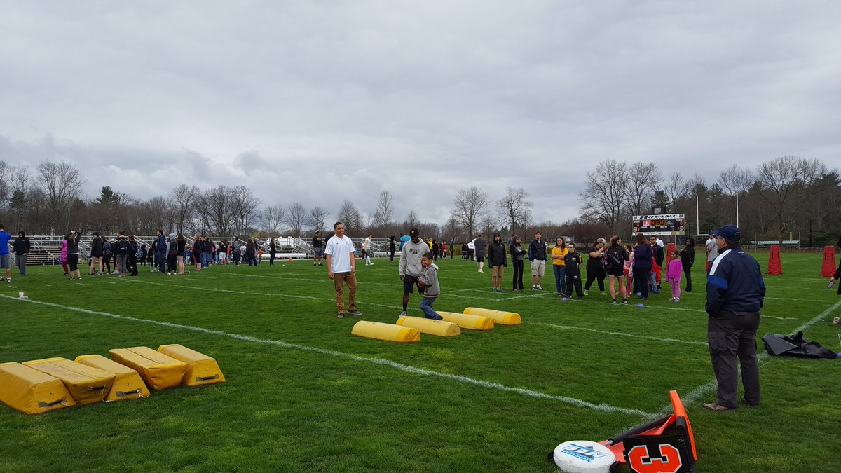 <a href="/BryantUniv/">Bryant University</a> football team teaching the "Littles" how to run obstacle course <a href="/BryantUniv/">Bryant University</a> with <a href="/BBBSBryantU/">BBBS of Bryant U</a>