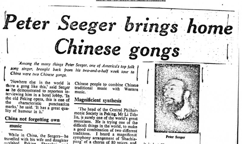doctorow's tweet photo. Pete Seeger bought a gong in China in 1972. FBI figured this meant he was a commie. #1yrago
https://t.co/u4aaBCYdyQ https://t.co/WPFL2dYl3H