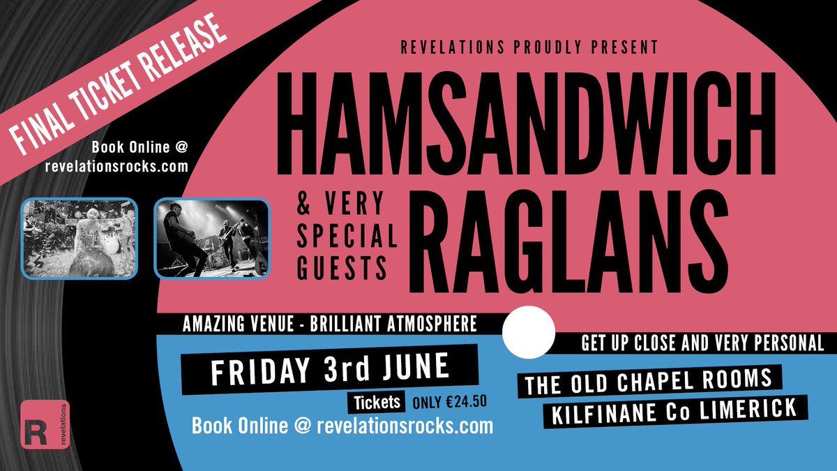 #revelations. Loving the line up for June's gig, HamSandwich and the Raglans.@RevelationsRock....  can't wait.