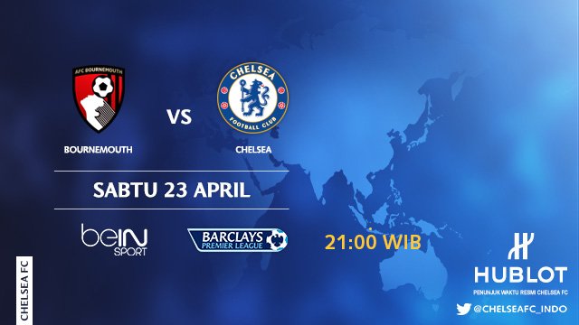 Malam ini kami akan bertandang ke Bournemouth. Laga ini akan disiarkan oleh beIN Sport 1 pukul 21.00 WIB. #CFCIndo