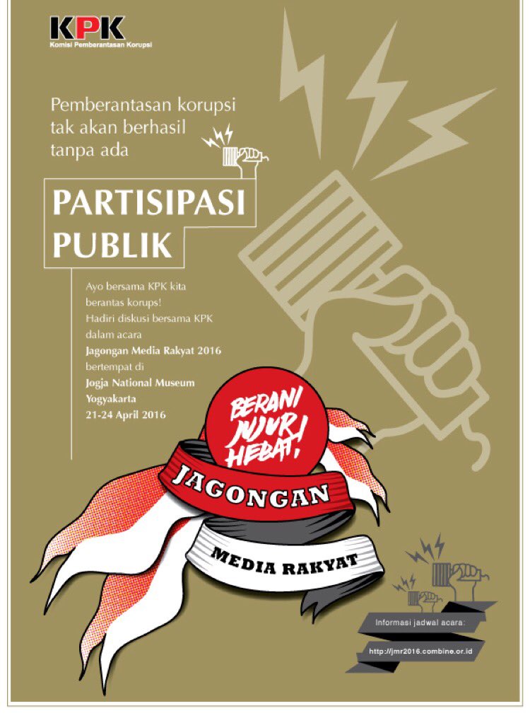 KPK_RI's tweet photo. Yuk ngobrol Partisipasi Publik dalam Pemberantasan Korupsi bersama KPK di #JMR2016 https://t.co/w012symdAa