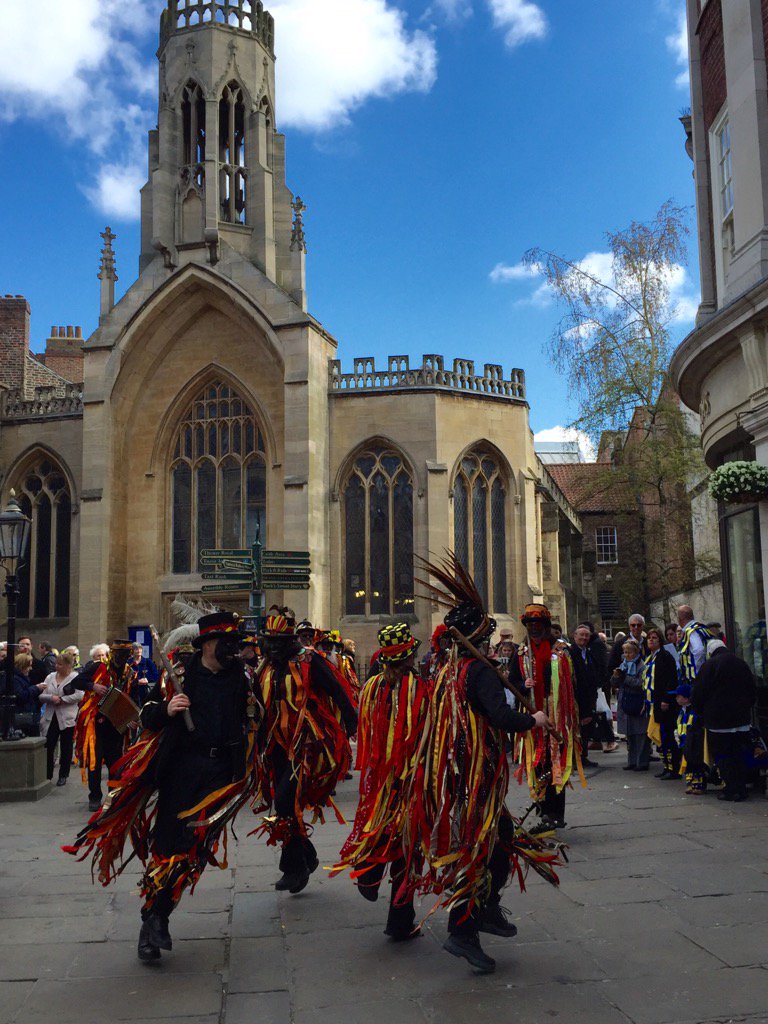 Morris dancers in York today keeping alive  an English Folk dance tradition dating from at least 15th Century