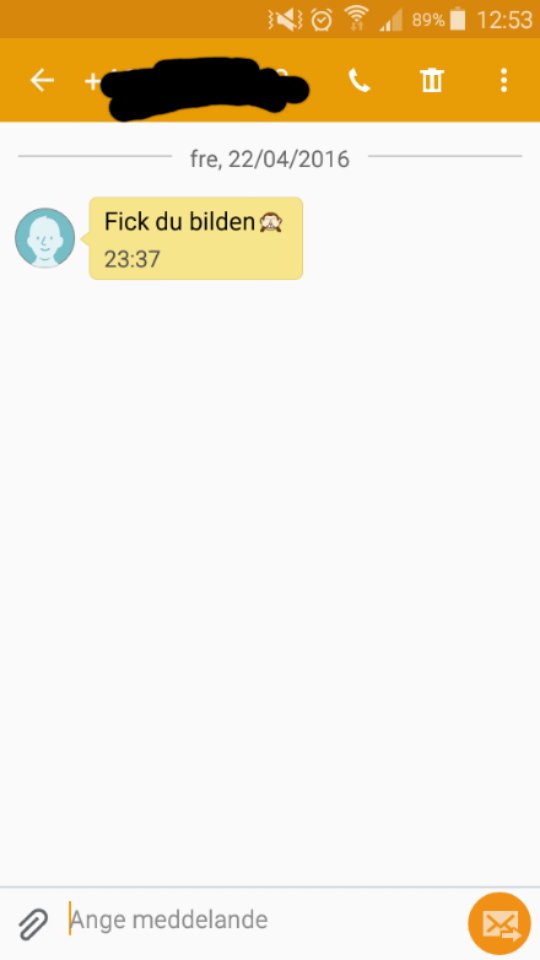 När man vaknade o såg detta felskickade sms. Undra va det va för bild o hoppas jag aldrig får den