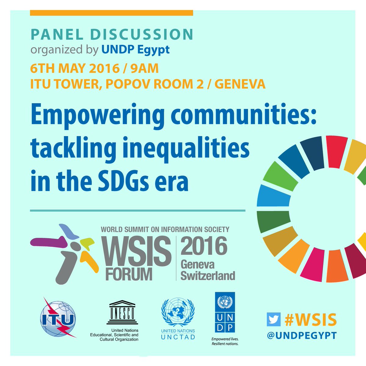 UNDPEgypt's tweet photo. How can #ICT accelerate the achievement of the #SDGs? Register for our #WSIS session here: https://t.co/NbPYUpCrow https://t.co/QCnzVp4az4