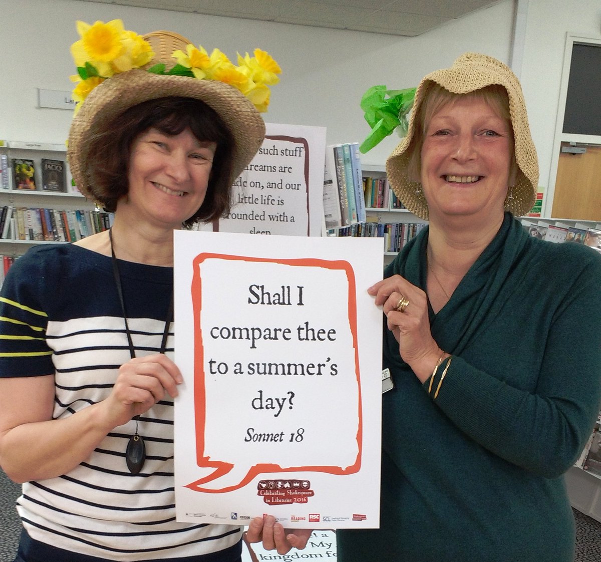 LancsLibraries's tweet image. On this lovely sunny day in #Chorley Elizabeth and Judith share an appropriate #Shakespeare16 quote