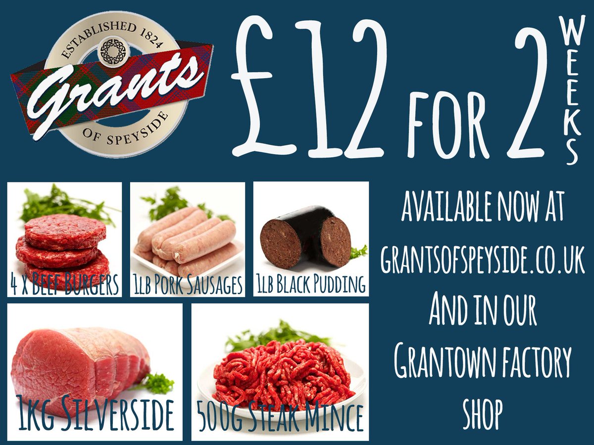 GrantsSpeyside's tweet image. £12 #meatboxes available here: grantsofspeyside.co.uk/product/12-box/ #protein #blackpudding #sausages #burgers #sausages #beef