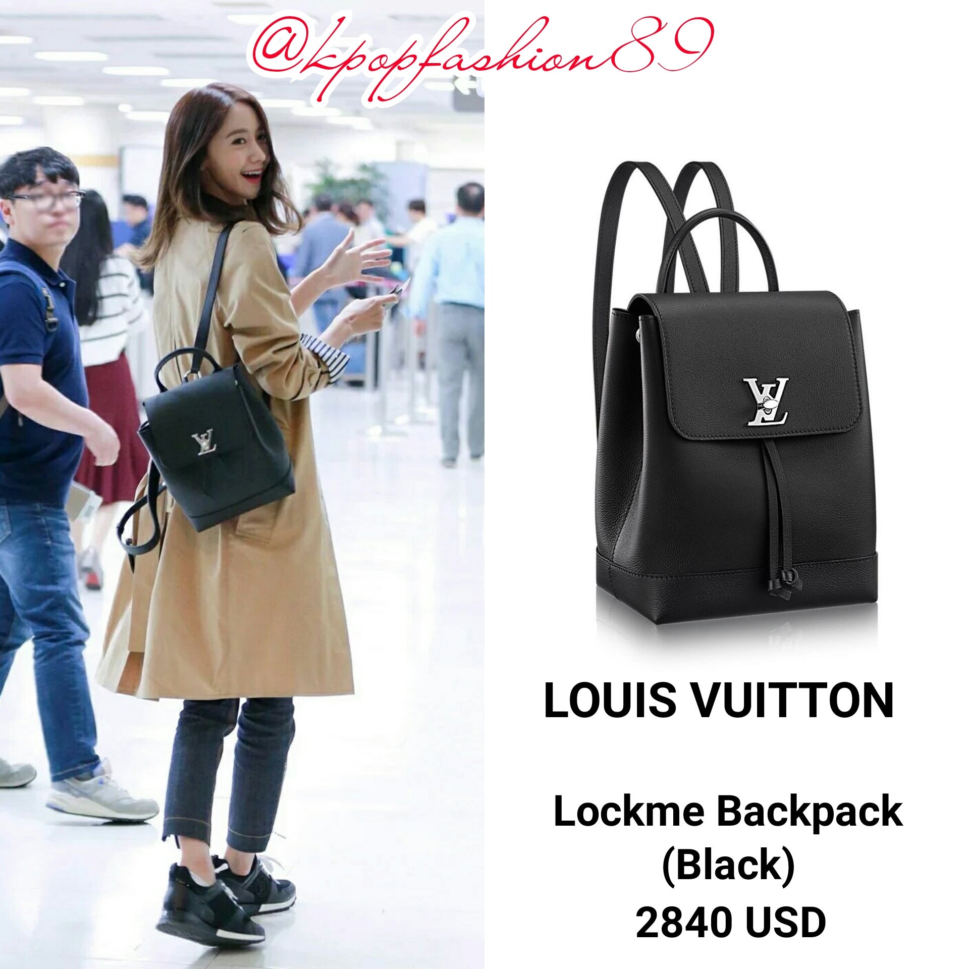 airport_fashion on Twitter: &quot;160420 #Yoona #SNSD LOUIS VUITTON: Lockme Backpack (Black) https ...