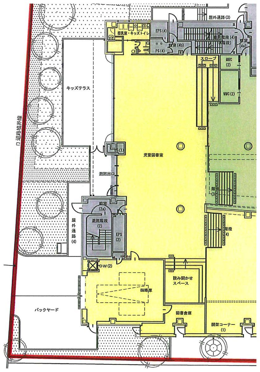 Awakoyot 多賀城市立図書館 Bm車庫の前に駐車してる写真をたまに見かける 避難経路ふさいでそう 図面見ると駐車場にはなってない T Co Hlldxtqxhj