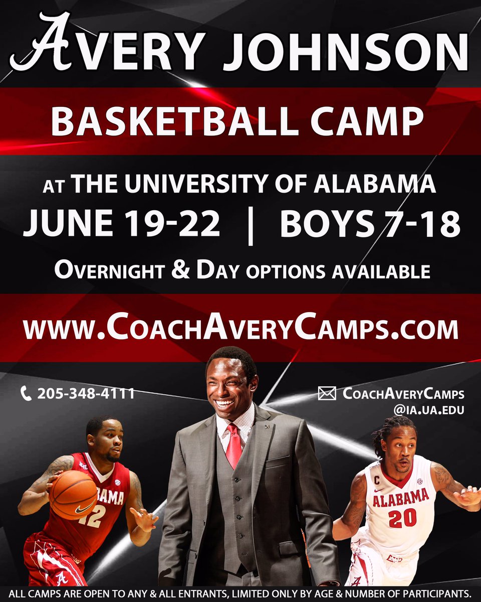 It's a great day to sign up for CAMP! 100 boys are already registered- come join us! 🅰🐘🏀

CoachAveryCamps.com