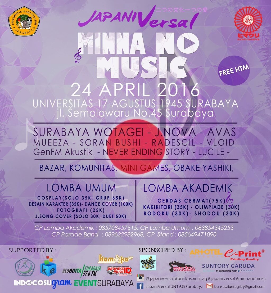 himasiuntag's tweet photo. Jangan lupa guys datang dan ramaikan Japaniversal 2016 UNTAG !! Dijamin acaranya bakal seru 🙅🙌 https://t.co/yoCMxHOqXM