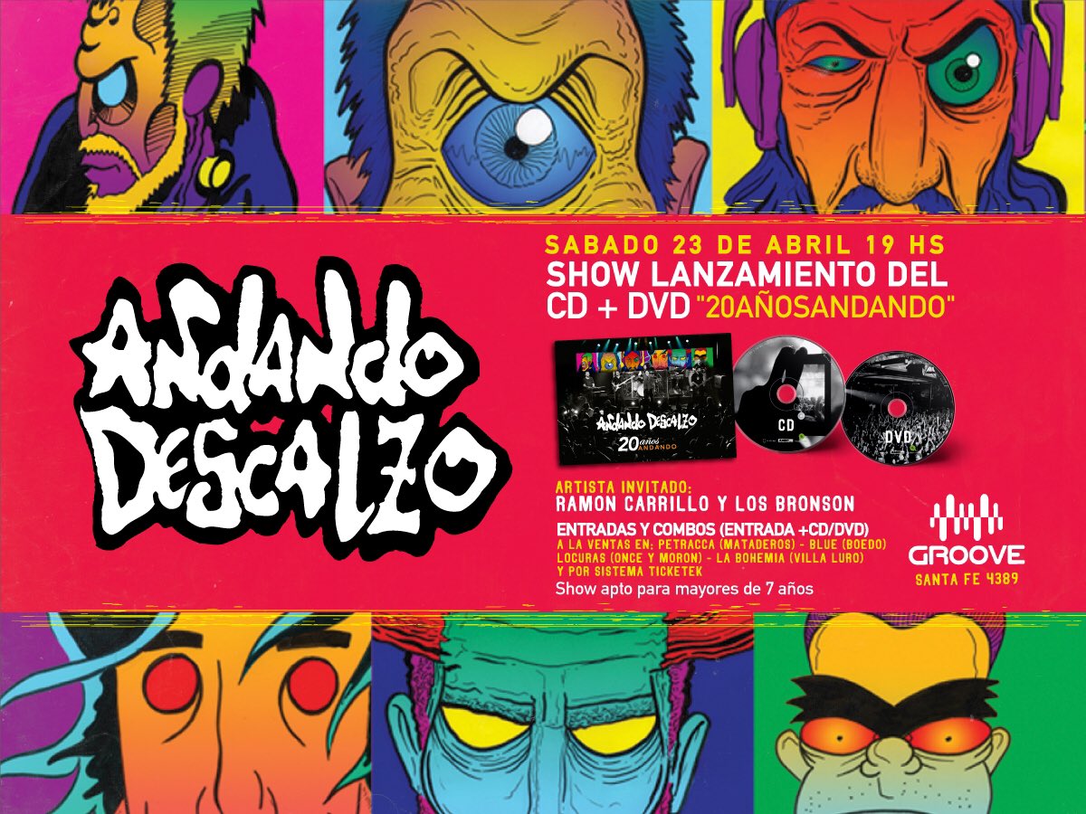 andandodescalzo's tweet photo. Hoy!!! Desde las 19 hs se venden entradas en puerta
20 hs @LosBronson 21 hs @andandodescalzo https://t.co/MHM5KbJSkF
