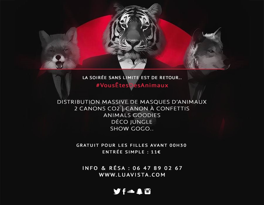 luavista's tweet photo. CE SOIR !!! WE ARE ANIMALS 💯🔥
#luavista https://t.co/mzR7AwwIkp