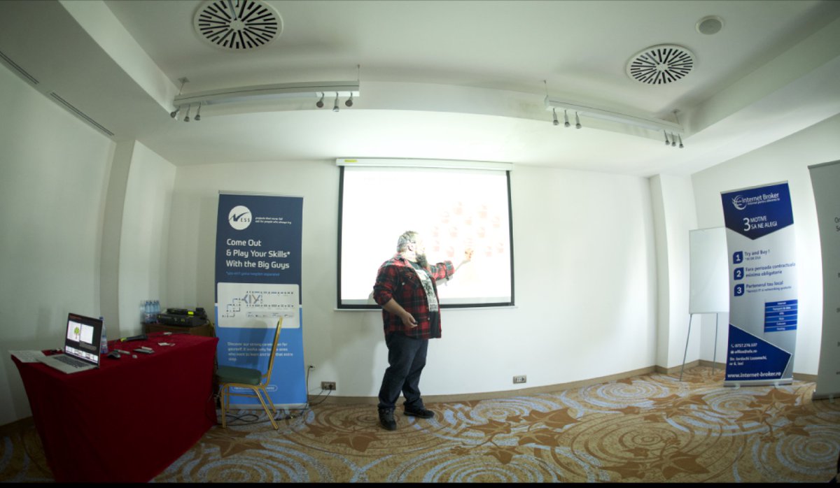 sveat0slav's tweet photo. Holding a speech before 100 people was more fun than I imagined! #AutomationRuby #CodeCampIasi #CodeCampRo #Ruby https://t.co/LvYt6BpDob