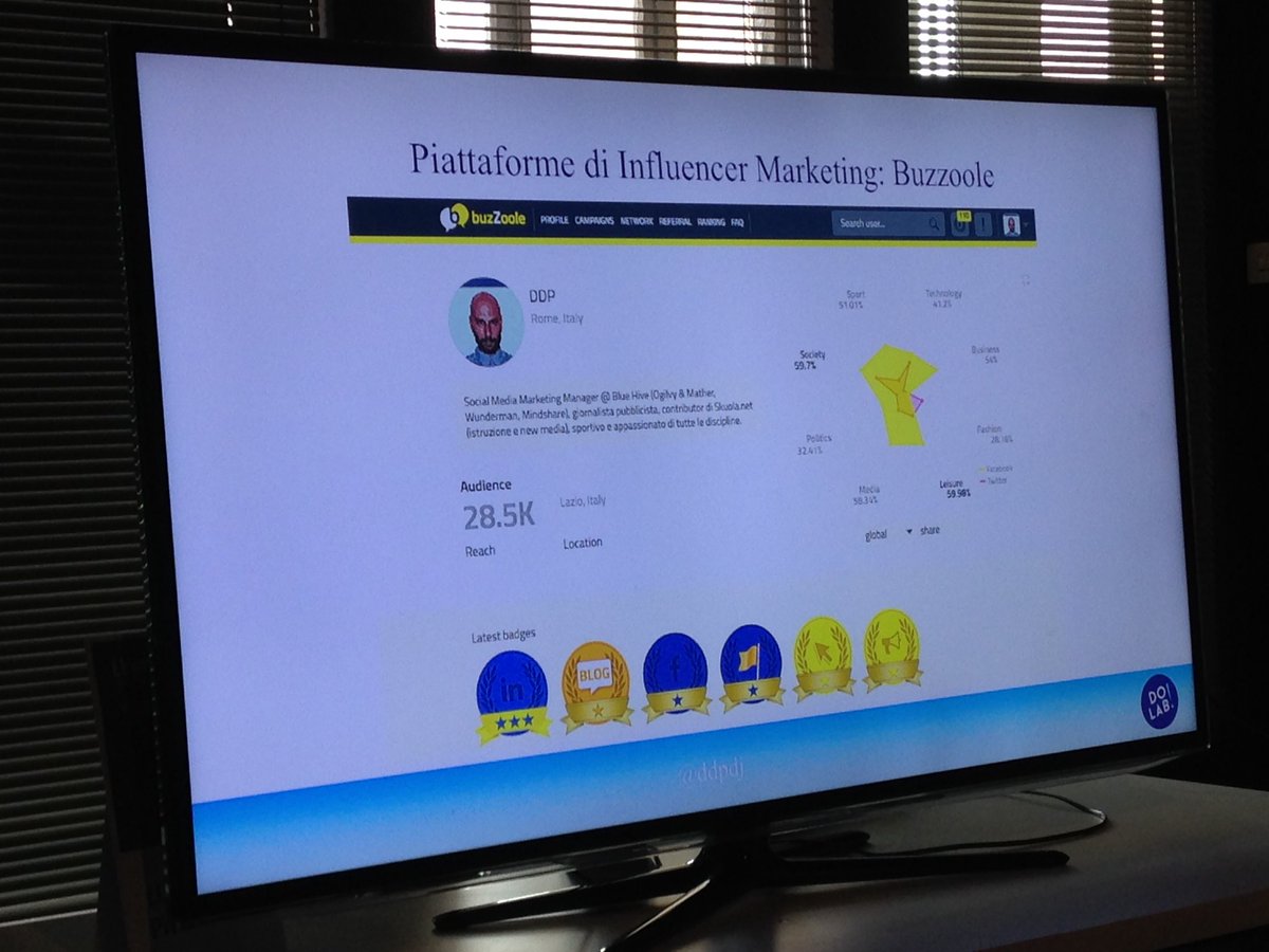 dolabschool's tweet photo. Parlando di #DigitalPR non potevamo non parlare di @Buzzoole! 
Ecco il profilo personale di @ddpdj 😊
#DoSMStrategy https://t.co/WiIXfSTlG7