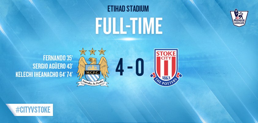 FT | City 4-0 <a href="/stokecity/">Stoke City FC</a>

#mcfc brush the Potters aside with @67kelechi the ⭐️ of the show! #cityvstoke