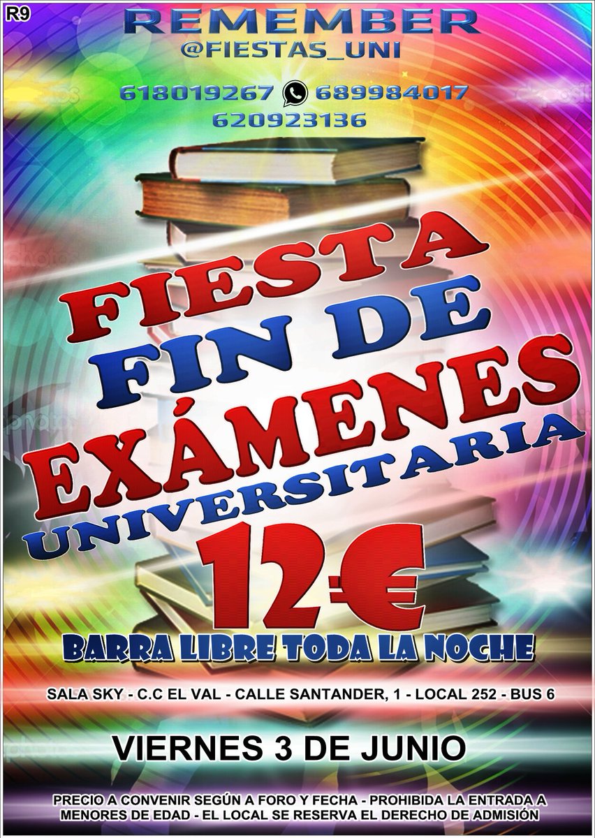 FIESTAS_UNI's tweet photo. Fiesta fin de examenes universitaria 2016
REMEMBER 9
ALCALÁ DE HENARES (MADRID) https://t.co/K4BXV2PruO