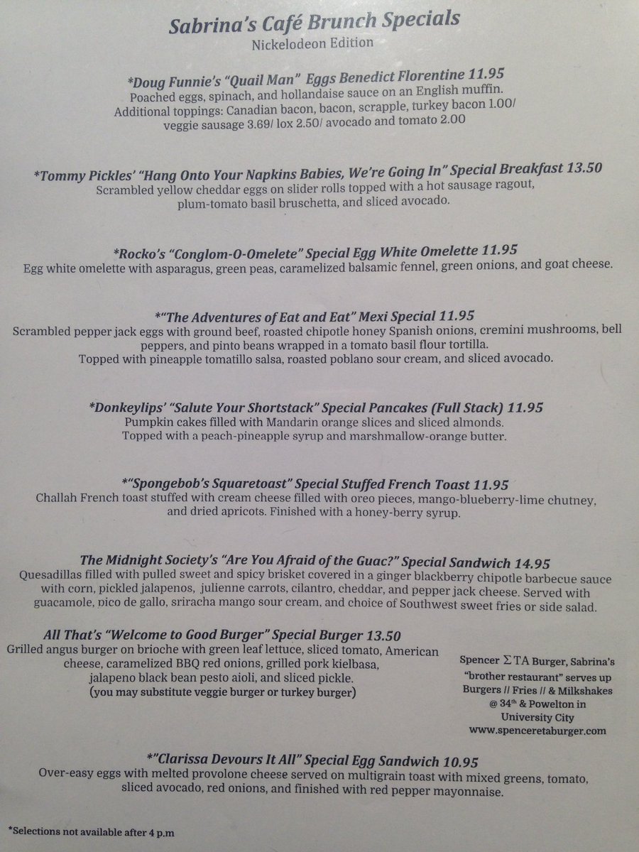 sherbasaurus's tweet photo. This Nickelodeon brunch menu is everything #SpongebobSquaretoast https://t.co/Gf2IWk3pjY