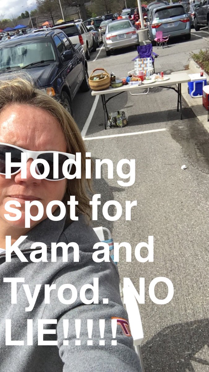 im_a_hokie's tweet image. Holding spot for @BamBamKam @TyrodTaylor NO LIE! #lovemyjob Maroon and Orange Signing #hokieforlife #SpringGame2016