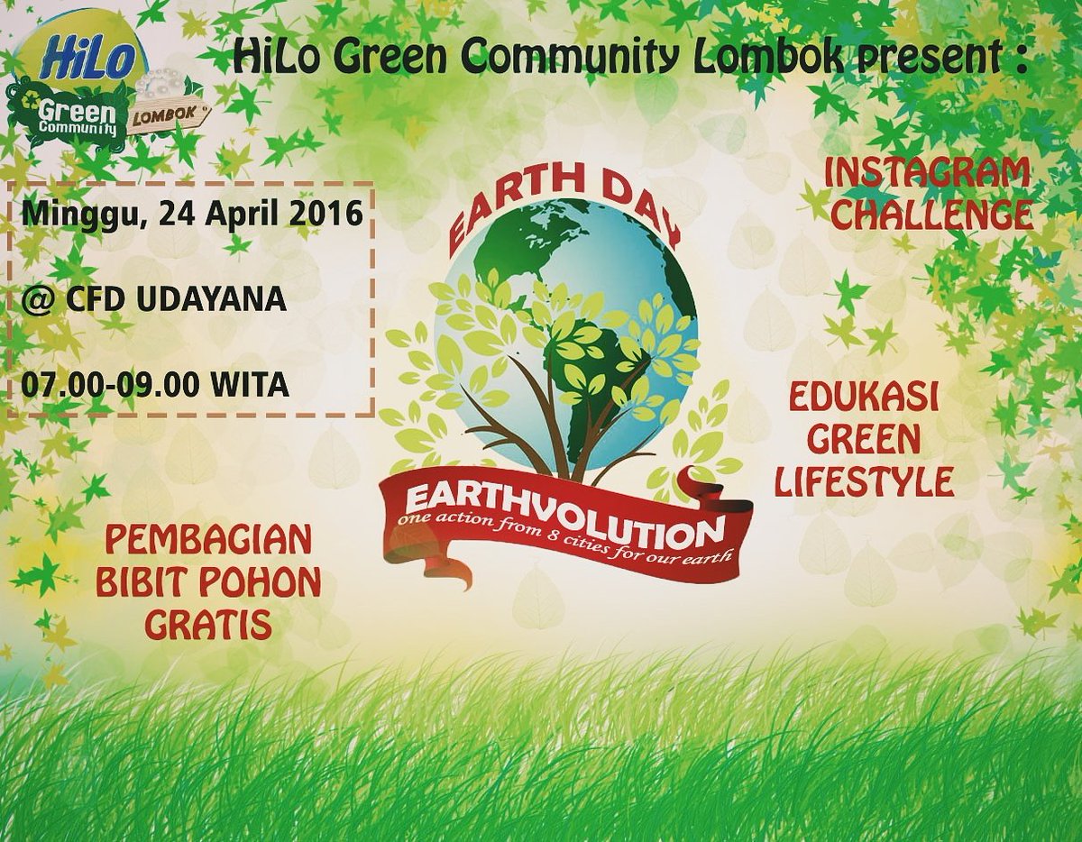 #EARTHVOLUTION for #EarthDay <a href="/HiLoMKS/">HiLo Green Makassar</a> <a href="/HiLoPKU/">HiLo Green Pekanbaru</a> <a href="/HiLoMDN/">Hilo Green Medan</a> <a href="/HiloLPG/">Hilo Green Lampung</a> <a href="/HiLoBanjarmasin/">HiLoGreenBanjarmasin</a> <a href="/HiLoPNK/">HGC Pontianak</a> <a href="/hilopdg/">Hilo Green Padang</a> <a href="/HiLo/">Susu HiLo</a>