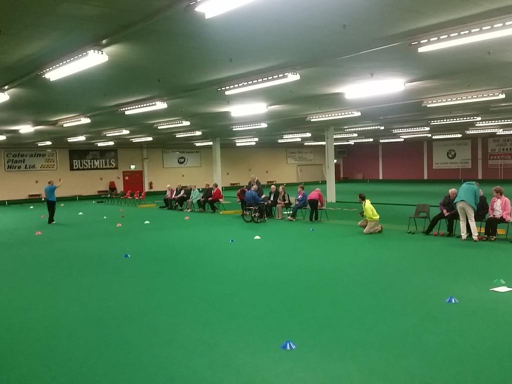 Boccia on its way at ballymoney indoor bowling club with @DSNI_tweets