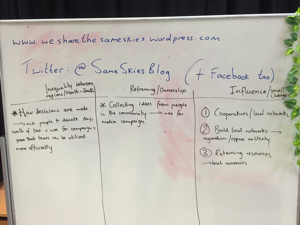 SameSkiesThink's tweet image. Thanks to all who came to our #RegionalDemocracy workshop at #Summat2016 - 3 key points...