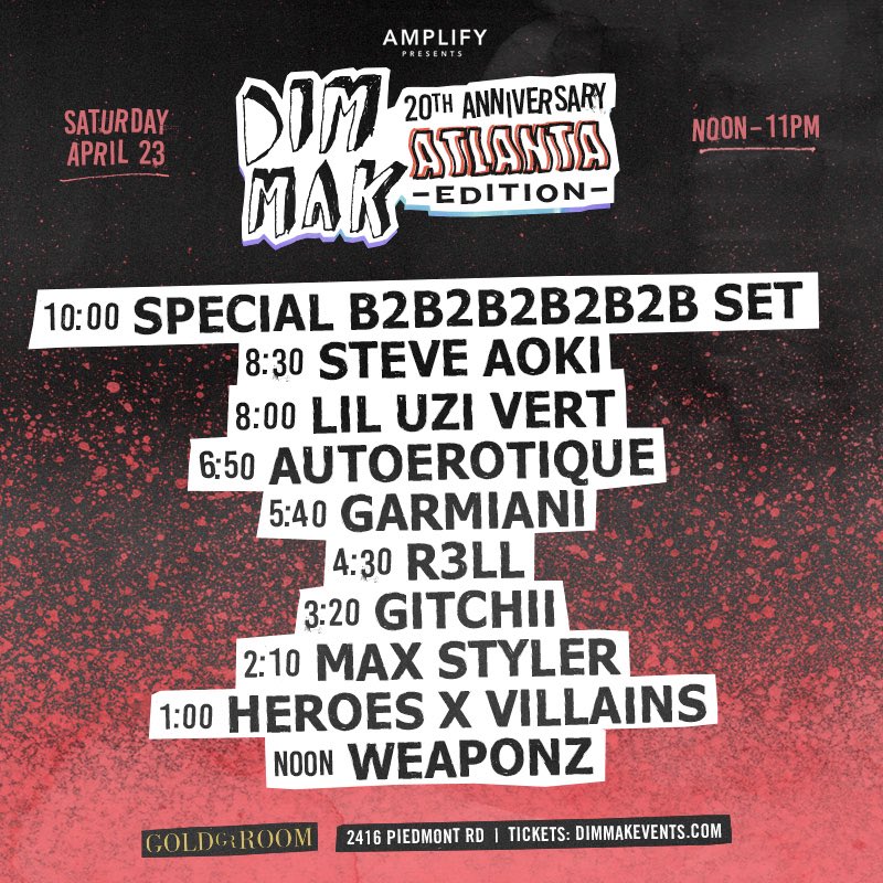 ATL!! SET TIMES for today!! Ya'll ready for @dimmak 20 Year Anniversary party!! Tickets: smarturl.it/AokiATL20 https://t.co/EWKiwVgu52