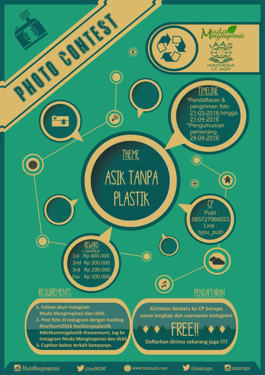 IAAS&amp;MUMI "Asik Tanpa Plastik" Photo Contest
Ikuti kontes foto di IG dan menangkan hadiah dengan total 1 juta rupiah