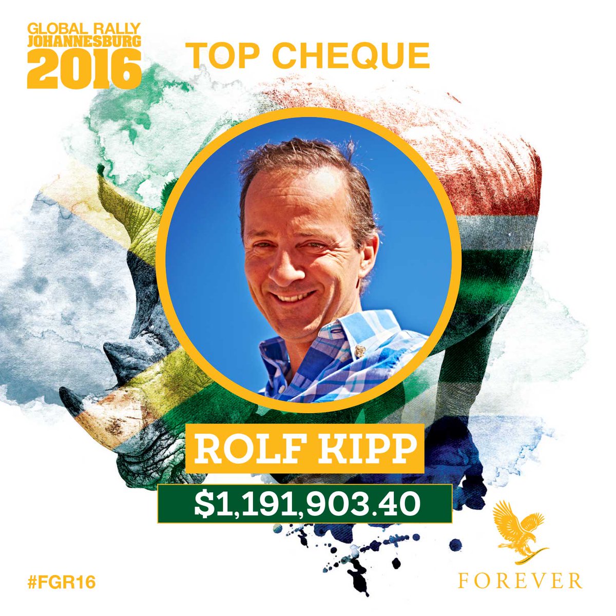 Congratulations to Rolf Kipp who has just been announced as the NUMBER 1 Forever Business Owner in the WORLD #FGR16