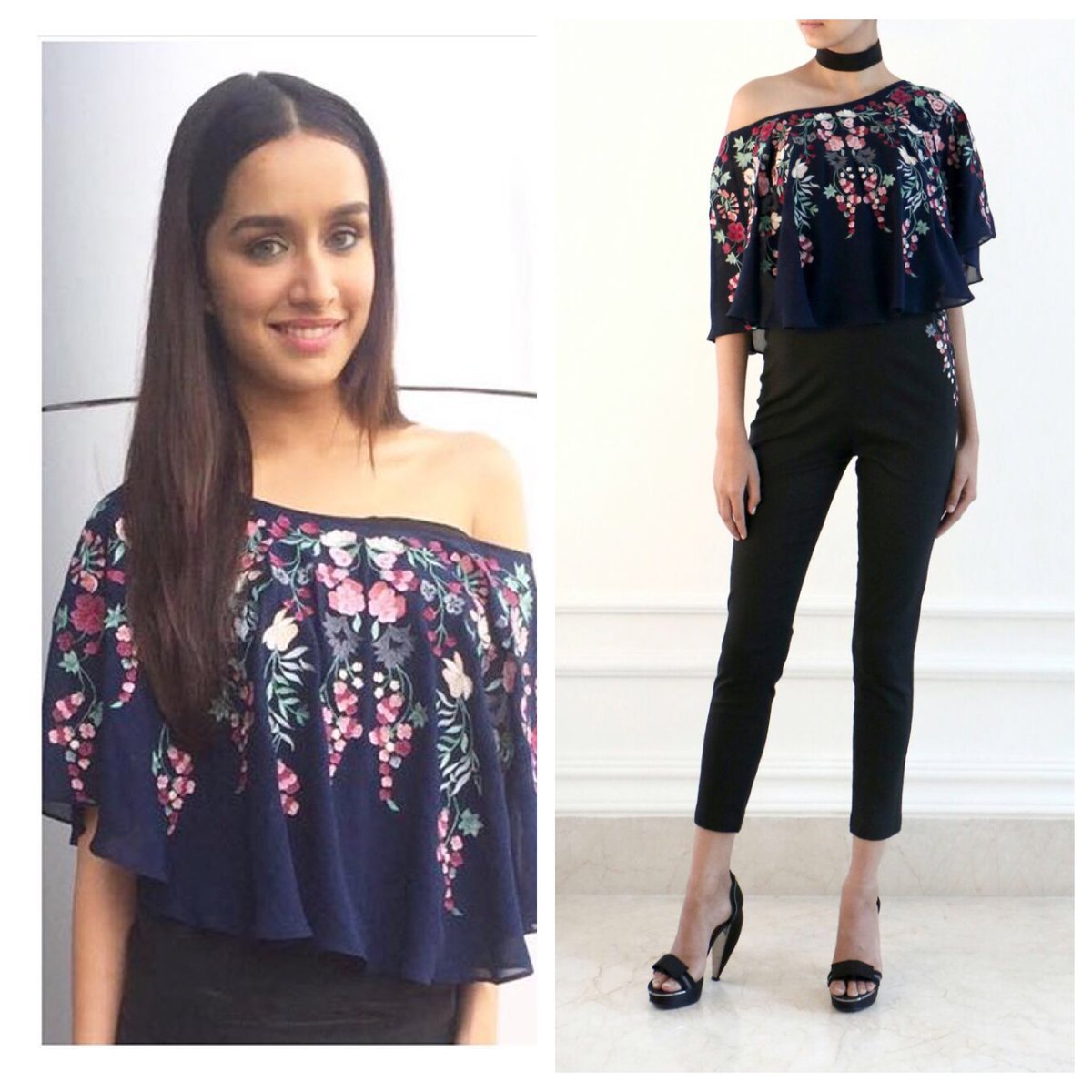 Shraddha Kapoor in our multihued cape top and pants for #Baaghi promotions #shriyasom #stayfabolous