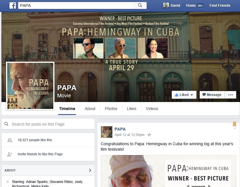 WordsworthGreen's tweet photo. New film fest, award-winning movie, "Papa: Hemingway in Cuba," debuts on April 29th. https://t.co/ZowVzNXKgY