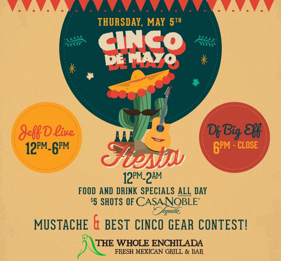 TheWholeEnch's tweet photo. Join us for the #CincoDeMayo party of the year! @TheWholeEnch   #twecinco2016 https://t.co/6JyfvsTHpF