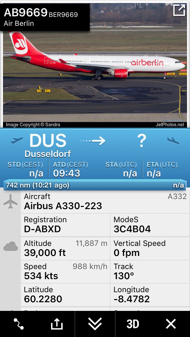 ivanconinx's tweet photo. The @airberlin polar sightseeing flight is heading back to DUS https://t.co/UAPXwiXgtj #polarflug #airevents #fr24 https://t.co/aO5xiFcTMY