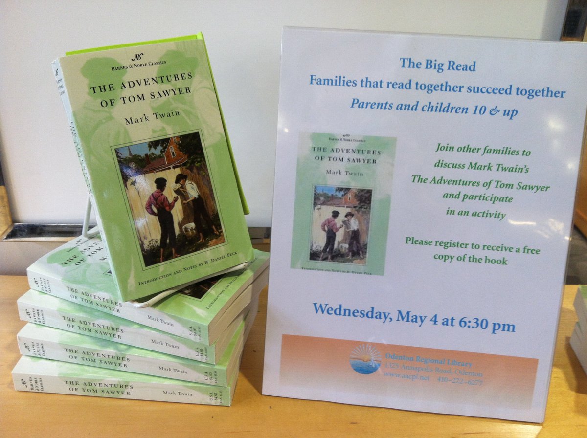 aacpl's tweet photo. Copies of #TomSawyer still available for #TheBigRead events to be held at #CroftonLibrary &amp; #OdentonLibrary! https://t.co/Au9uQcj3MA