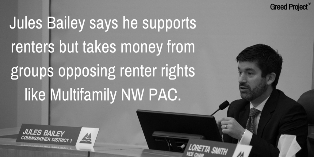 greedproject's tweet photo. @juleskbailey says he supports renters but takes money from PAC's that oppose renters protections #pdxmayor https://t.co/PrUKMOC5cS