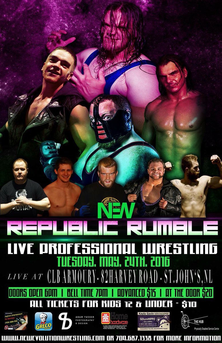 NewWrestlingNL's tweet photo. NEW returns to the CLB Armoury May 24th #NEW @xxlthe1  @TheBrandonFlip @JustinLock_ @MaxPowerWrestle @themattwheels https://t.co/0pcq1Yo5z7