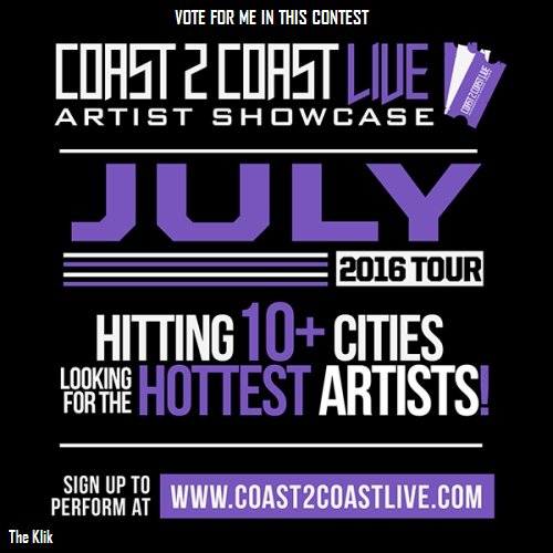 Just voted for <a href="/theklikuk/">The Klik</a> to perform at #London Edition July 3rd 2016! c2c.fm/t5C8Y #Coast2Coast