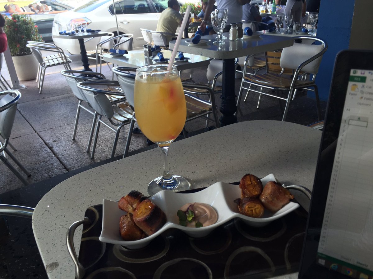 SBB_Seattle's tweet photo. Working hard on #miamibeach with bacon wrapped maduros and #sangria #MiamiLife https://t.co/Fqt1yfkkWt