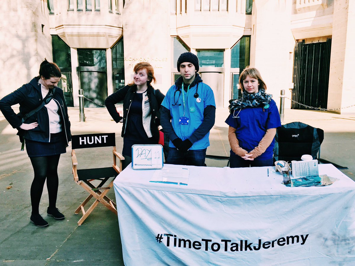 Dr Claire Brash (@rosedewy) on Twitter photo 11 days and the vigil outside @DHgovuk is still going strong. Med students offer full support. #timetotalkjeremy 11 days and the vigil outside @DHgovuk is still going strong. Med students offer full support. #timetotalkjeremy