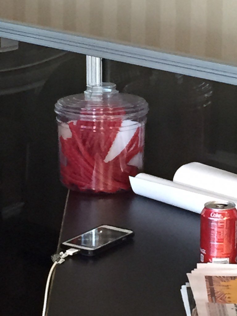 ImRachelCollier's tweet photo. #ThunderCommandCenter is always stocked with @TWIZZLERS! #FunFact #BehindTheScenes #ThunderOnWDRB #SugarFuel https://t.co/62WdmGHlFt