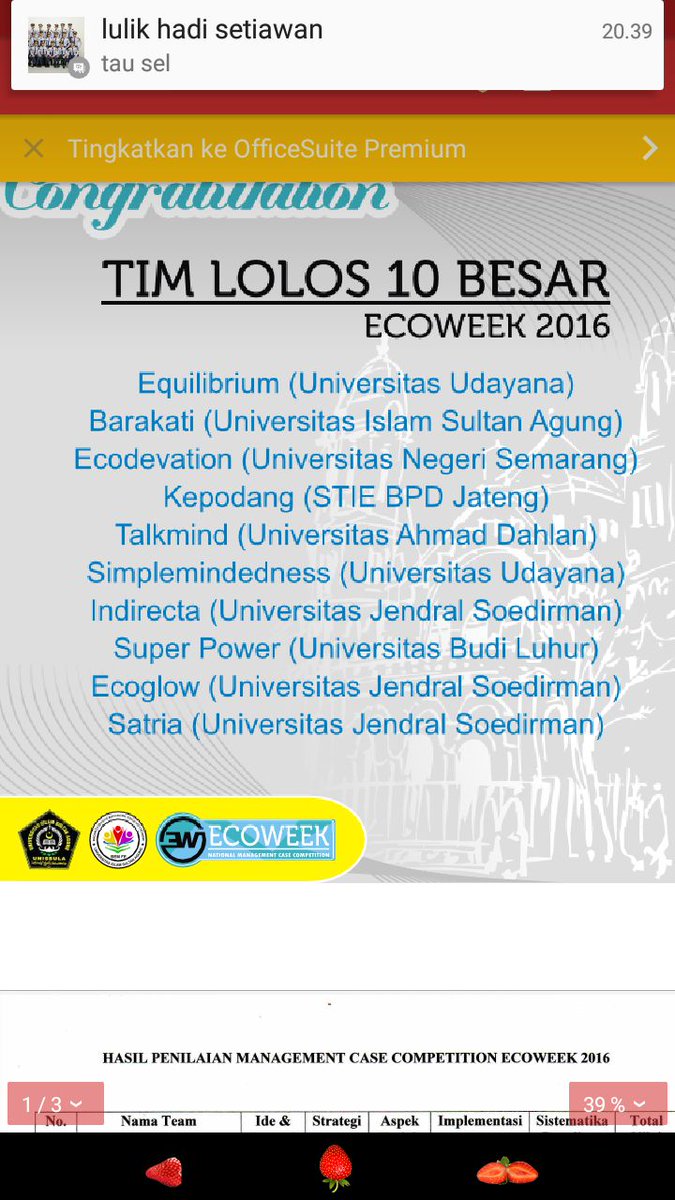 Selamat Untuk TIM KEPODANG STIE BanknBPD Jateng yang telah Lolos 10 Besar Ecoweek Tingkat Nasional ..