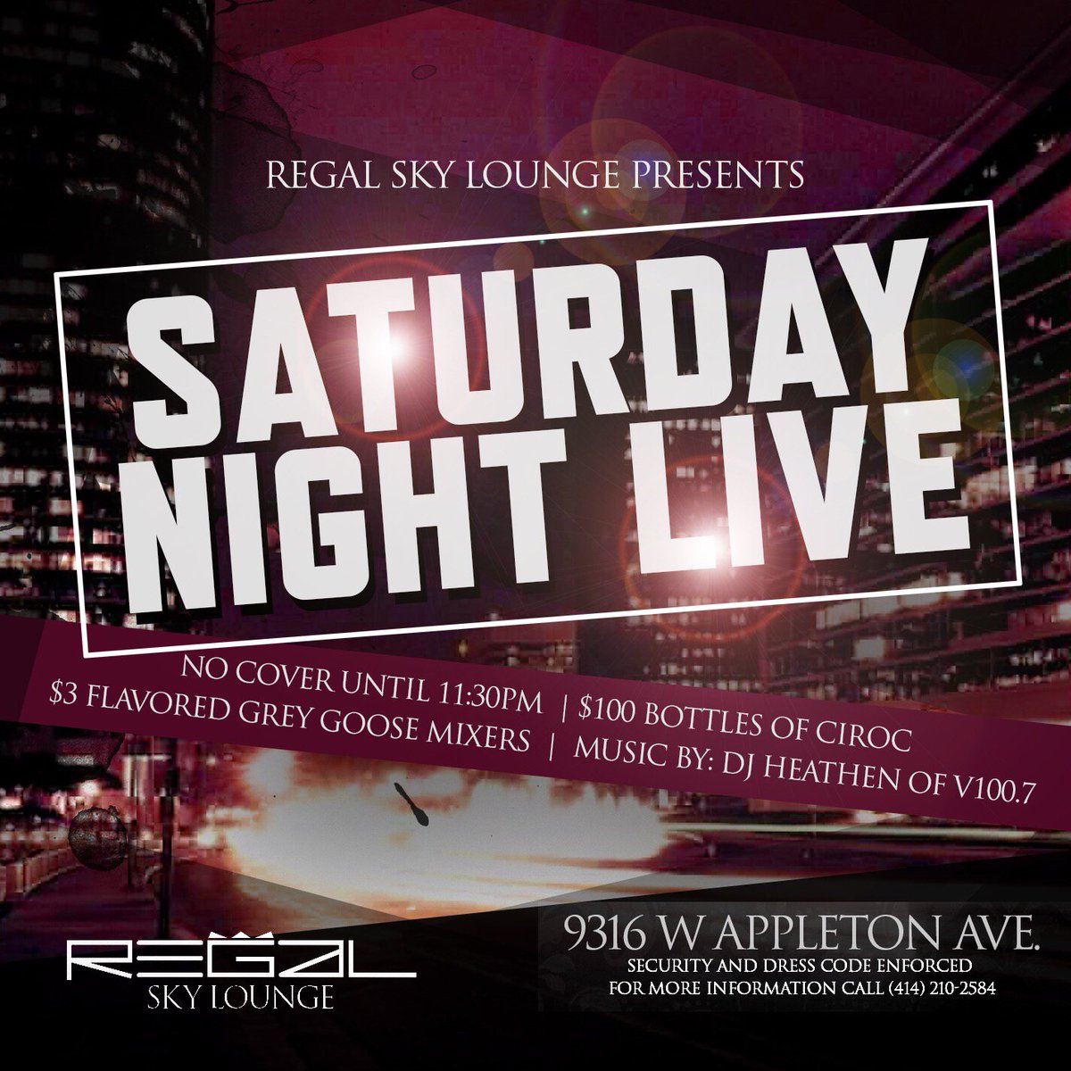 regalskylounge's tweet photo. Tonight it goes down, Saturday Night Live! Come through and pour one up! https://t.co/tBwT0g9SUH
