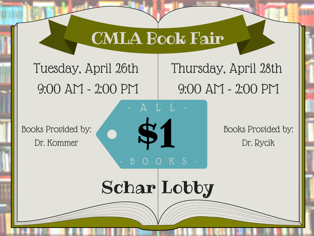 CMLA_AU's tweet photo. Get young adult and professional books for $1 this T/Th from 9AM-2PM in the Schar lobby! https://t.co/D32LBT4vit