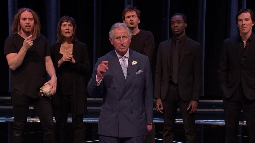 Prince Charles recites the Hamlet soliloquy at <a href="/TheRSC/">The RSC</a> 😳

bbc.in/22YnH9A